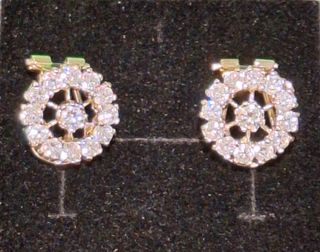 Pendientes roseta circonitas plata 1ª ley rodiada