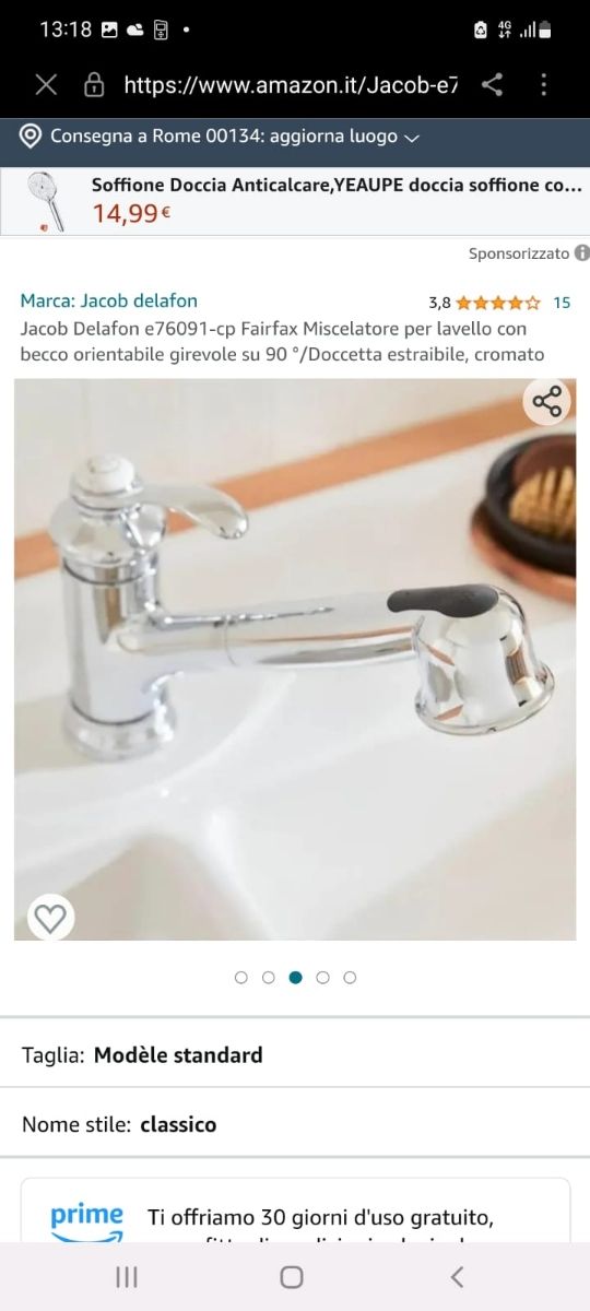 Rubinetto con doccetta estraibile