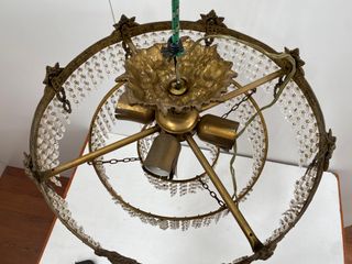 LAMPARA DE TECHO REDONDA ANTIGUA LAGRIMAS CRISTAL
