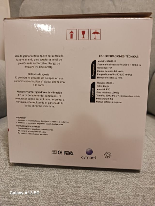 Colchón antiescaras con compresor marca Cymam