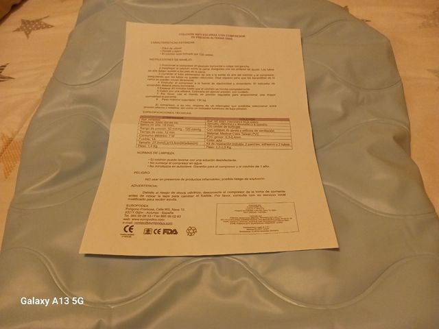 Colchón antiescaras con compresor marca Cymam