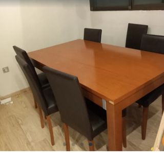 Mesa extensible de madera roble