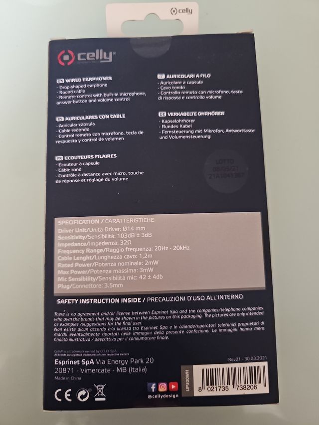 Cuffie cablate Celly