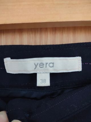 Pantalón de pinzas con rayas rosas (T38)