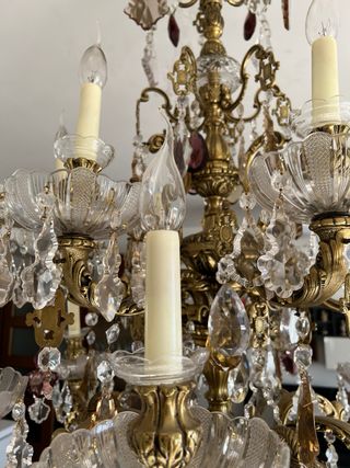 Lampara Cristal de Bohemia y Bronce macizo de 1940