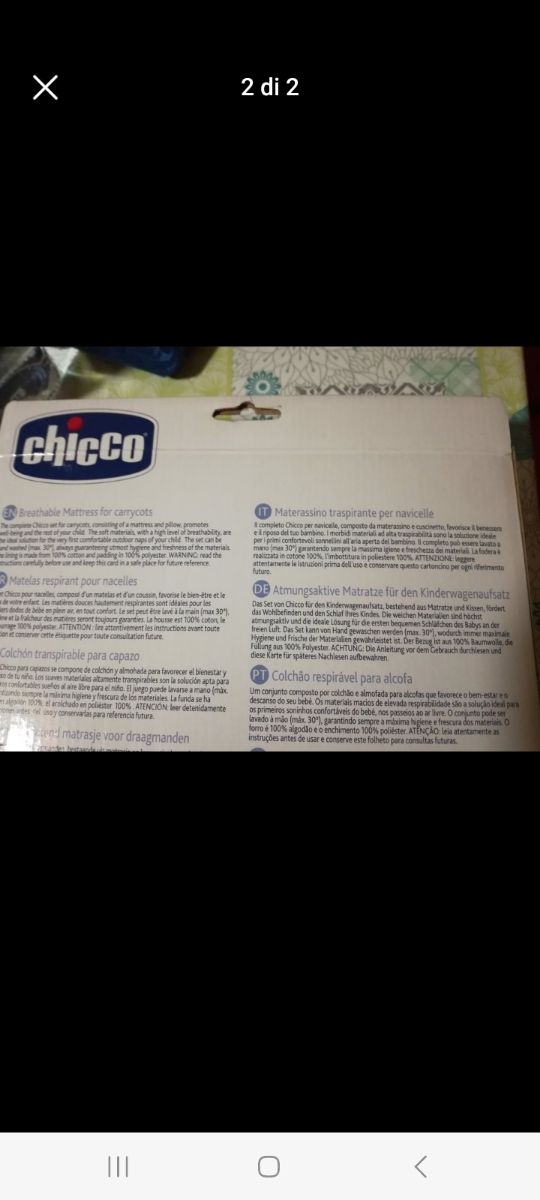 Materassino traspirante Chicco per navicella