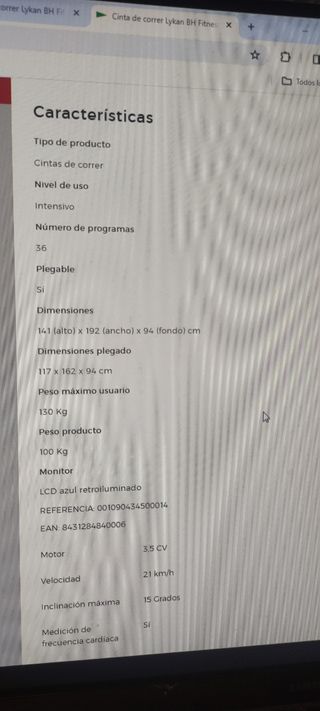 Cinta de correr BH Lykan Fitness