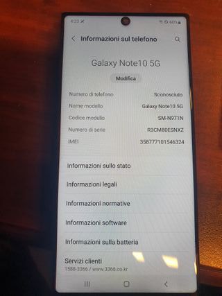 SAMSUNG GALAXY NOTE 10 5G 256GB 12GIGA RAM BLACK/G