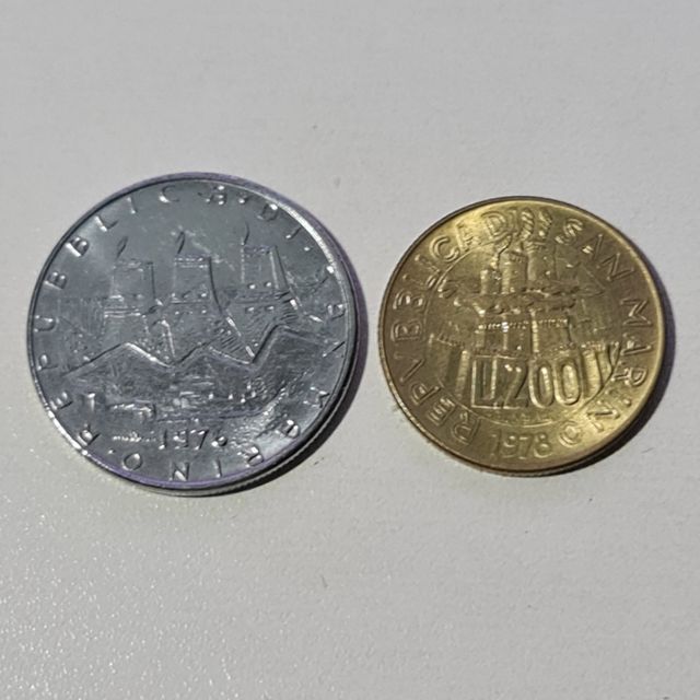 2 monedas San Marino 1976 y 1978