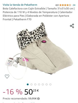 Bota térmica calefactora, calienta pies
