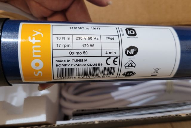 Motor Somfy Oximo 10/17. Sin uso