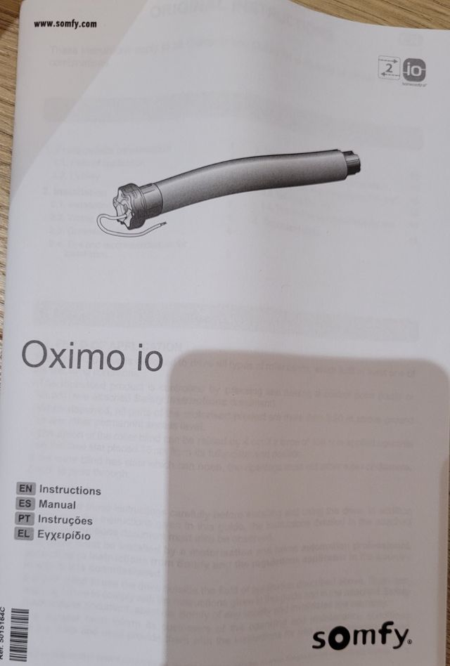 Motor Somfy Oximo 10/17. Sin uso