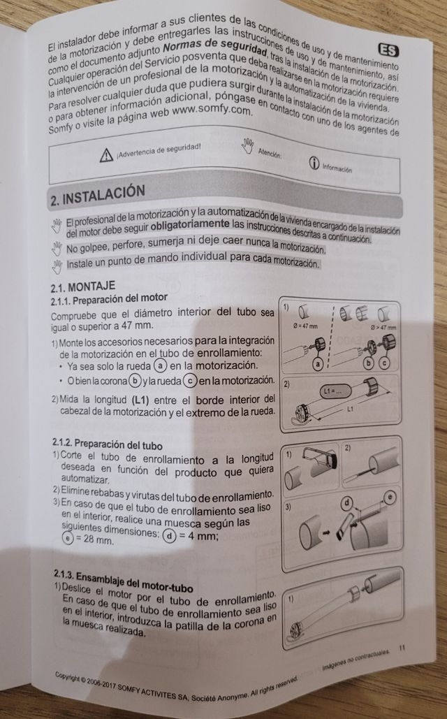 Motor Somfy Oximo 10/17. Sin uso