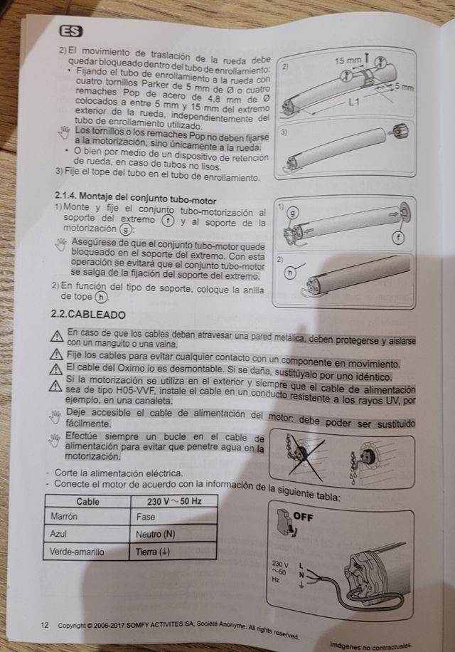 Motor Somfy Oximo 10/17. Sin uso