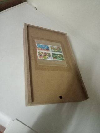 4 puzzles en caja de madera 