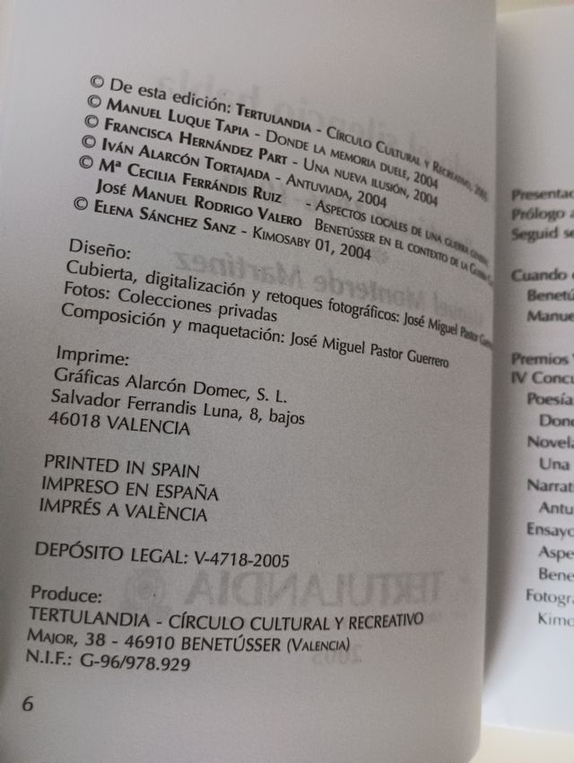 CUANDO EL SILENCIO HABLA BENETÚSSER 1936 - 1939 