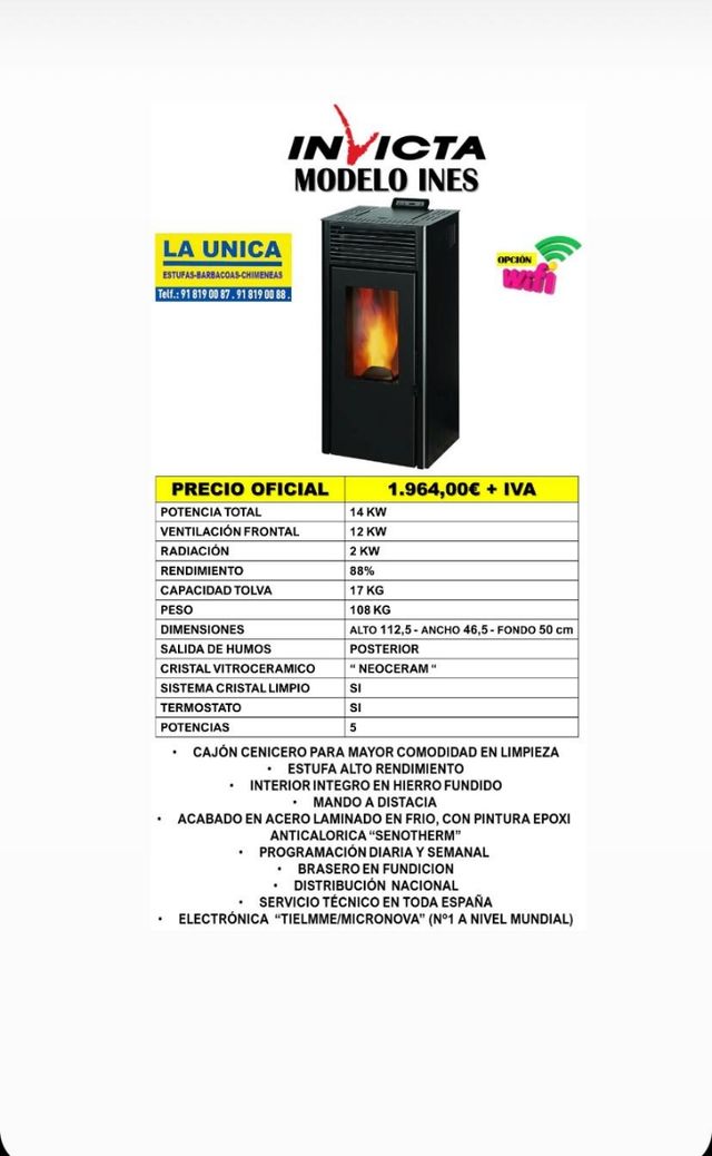 Estufa de pellets MODELO INES 12KW