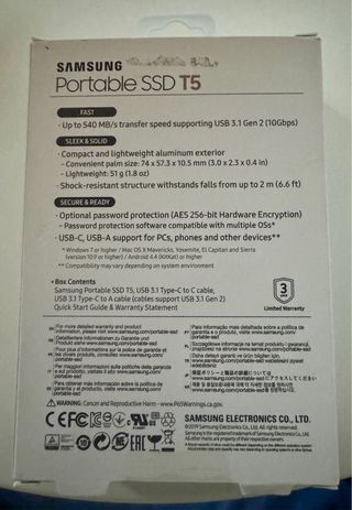 Disco duro Extraible ssd 500Gb Samsung