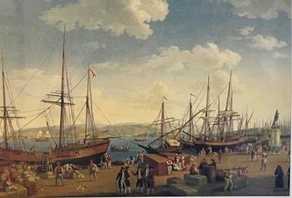 Stampa a colori con “Veduta del porto di Messina”