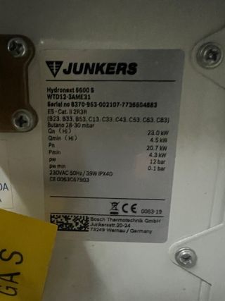 termo de gas junker nuevo sin estrenar