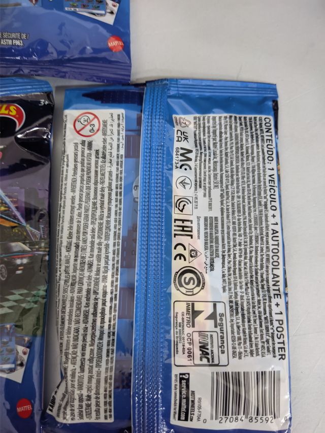 5 SOBRES MATTEL HOT WHEELS DIE-CAST VEHÍCULOS