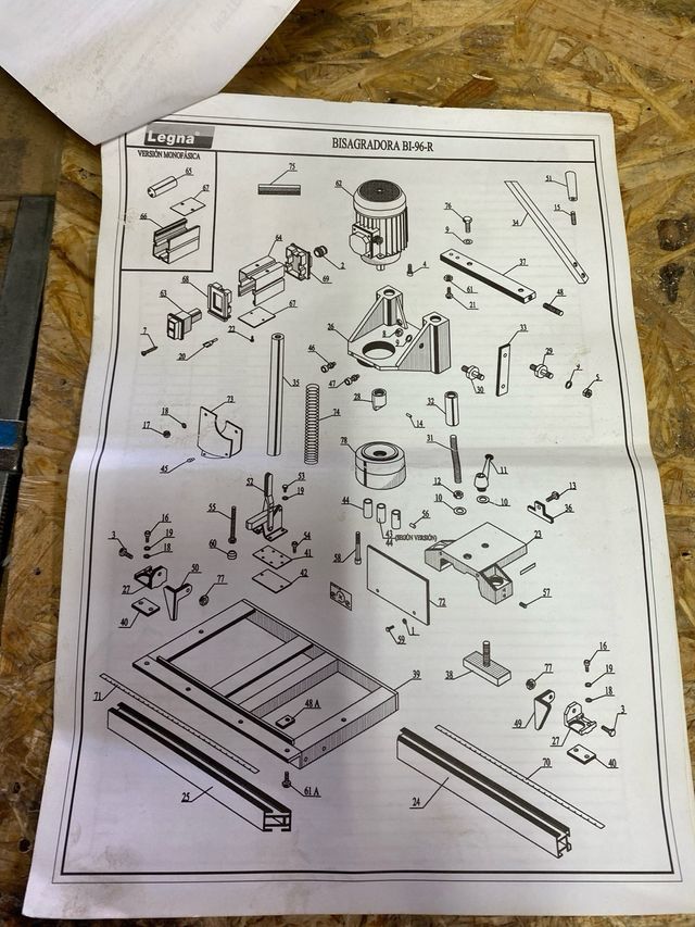 máquina en bisagra dora Marca Legna Modelo Bi 96