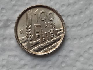 Moneda 100 pesetas Juan Carlos I FAO