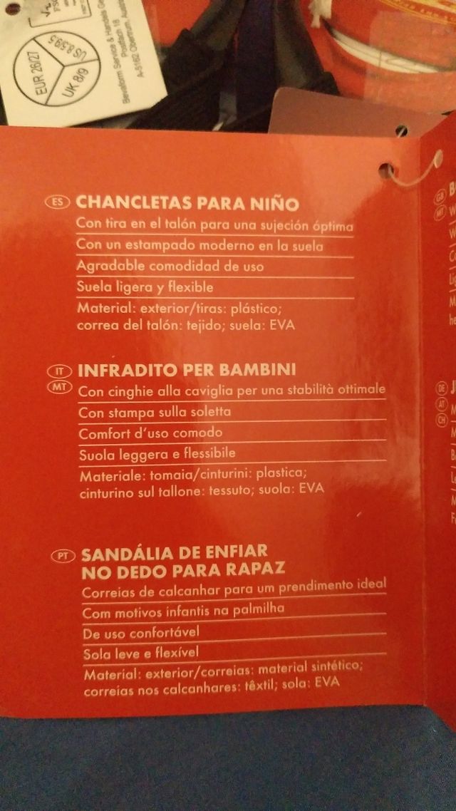 Chancletas niño talla 26/27