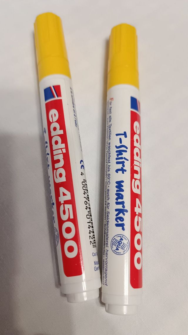 LOTE 2 ROTULADORES EDDING 4500 (T-SHIRT) AMARILLO