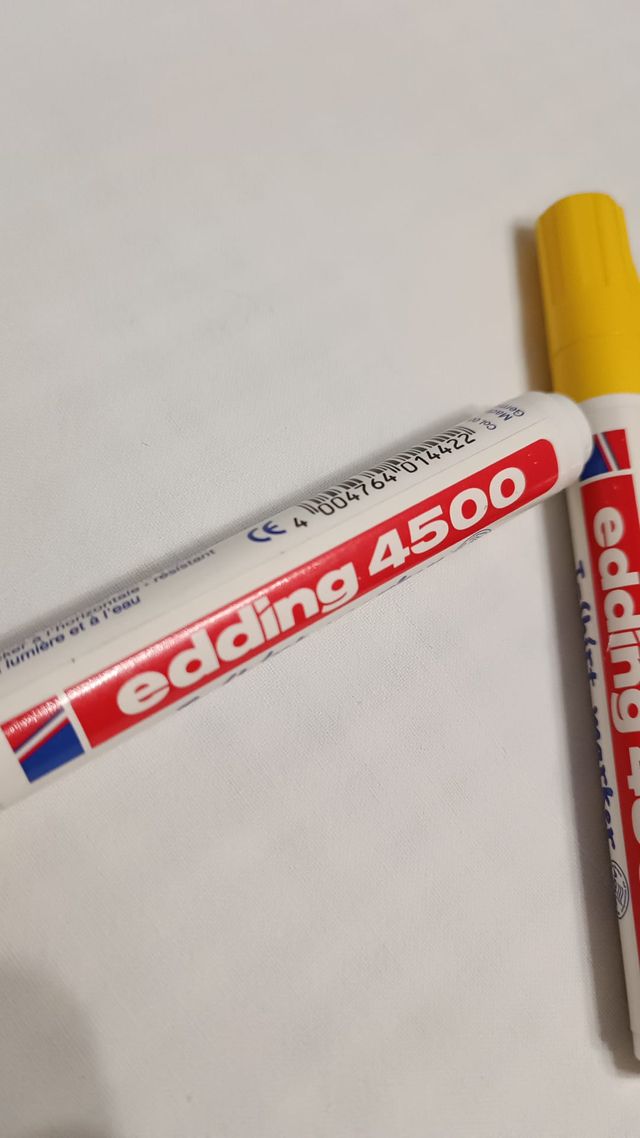 LOTE 2 ROTULADORES EDDING 4500 (T-SHIRT) AMARILLO