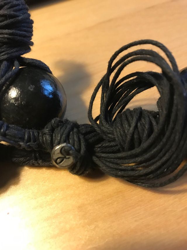 collana corda e legno