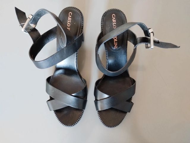 Sandali neri in pelle Carlo Pazolini