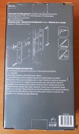 Manilla placa de aluminio y acero