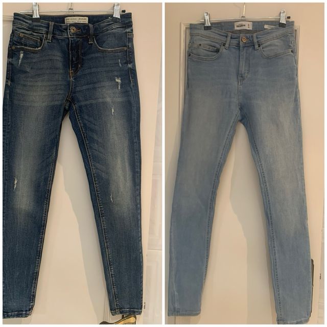 2 vaqueros, pull&bear y stradivarius , tallas 36