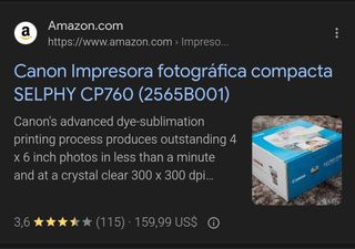 impresora fotos canon selphy cp760