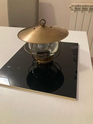 lanterna artigianale in ottone e vetro anni 70