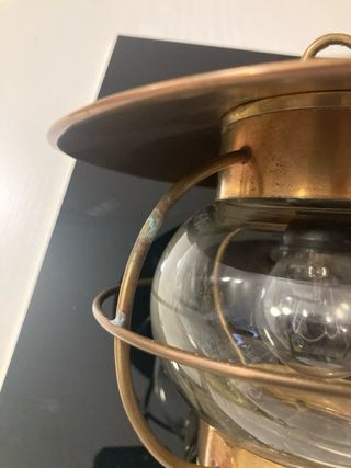lanterna artigianale in ottone e vetro anni 70
