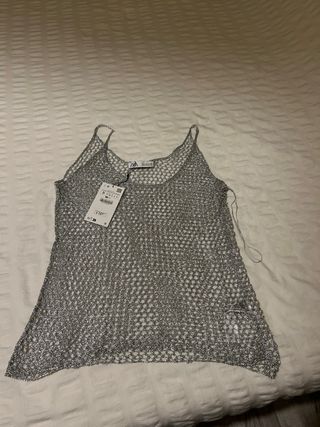 Top punto malla metalizada Zara nuevo a estrenar