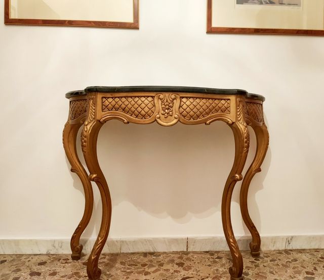 Consolle oro marmo nero anni 60 