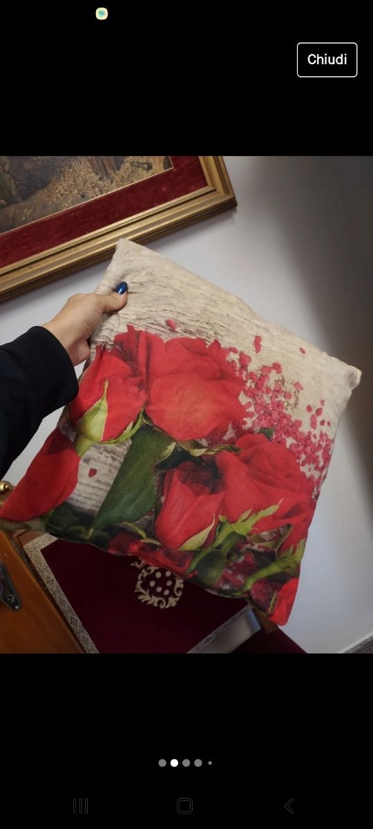 Cuscino petali tulipani rossi