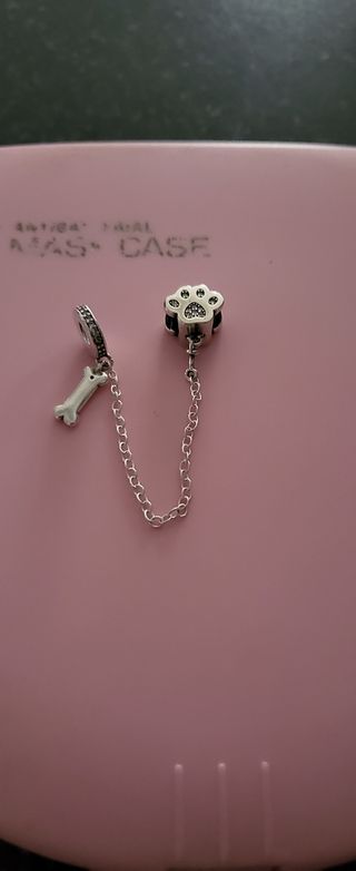 Cadena seguridad de plata huella de perro