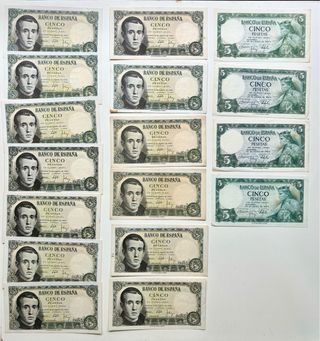Lote x17 Billetes 5 Pesetas 1951-1954 EBC/SC 