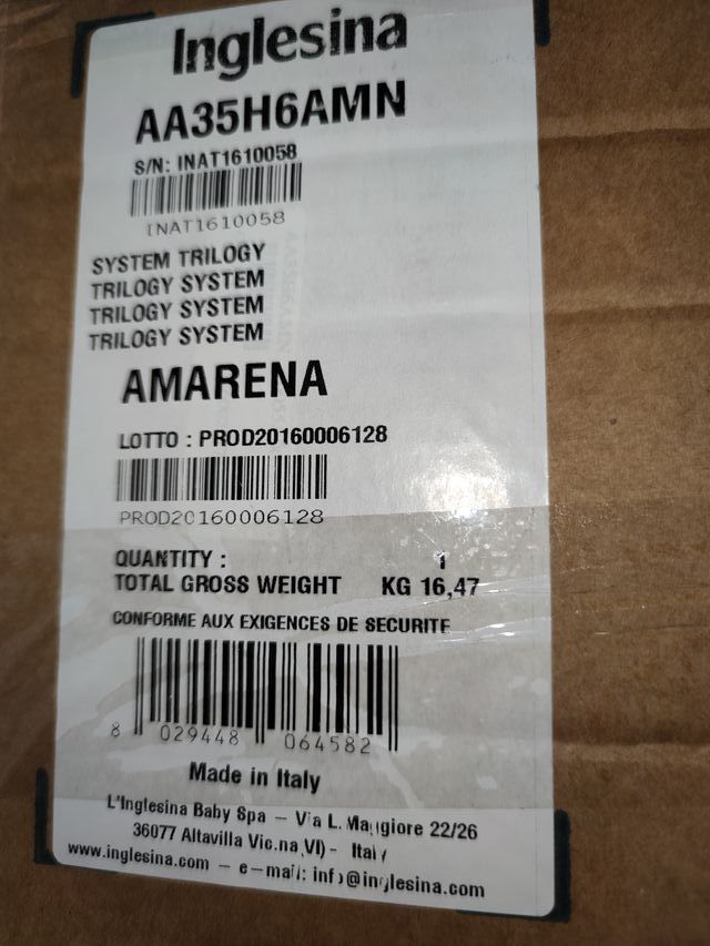 Inglesina trilogy trio passeggino culla ovetto ama