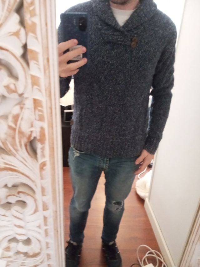 Jersey azul jaspeado. Marca Caramelo