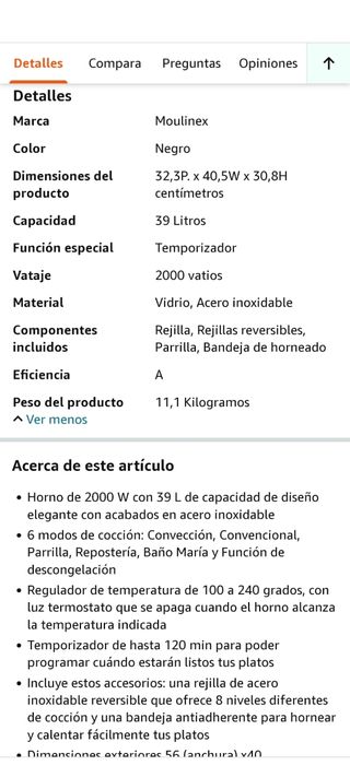 Mini horno Moulinex MUY POCO USO