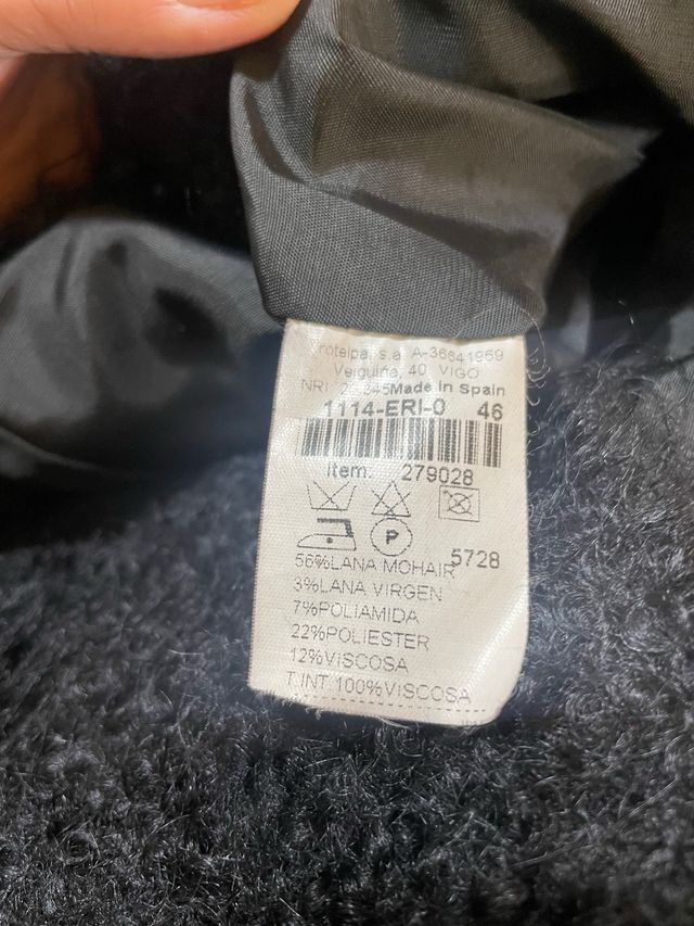 Chaqueta lana negra T-46 como nueva