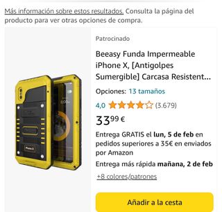 Funda sumergible y proteccion caidas iphone X / XS