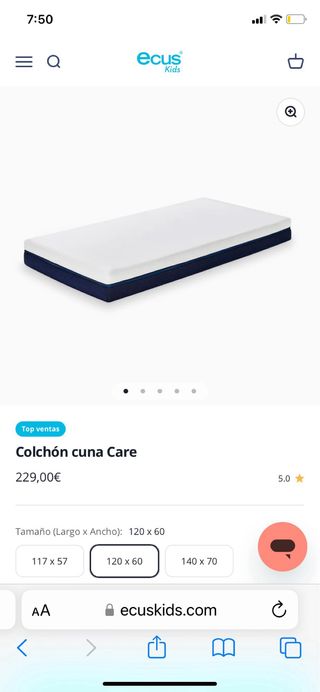 Colchon para cuna estandard ECUS CARE GAMA ALTA