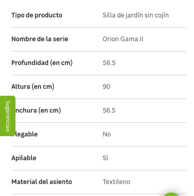 Mesa y sillas jardín