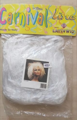 DISFRAZ PELUCA MUJER DISCO FIESTA BLANCA/PLATA.NUE
